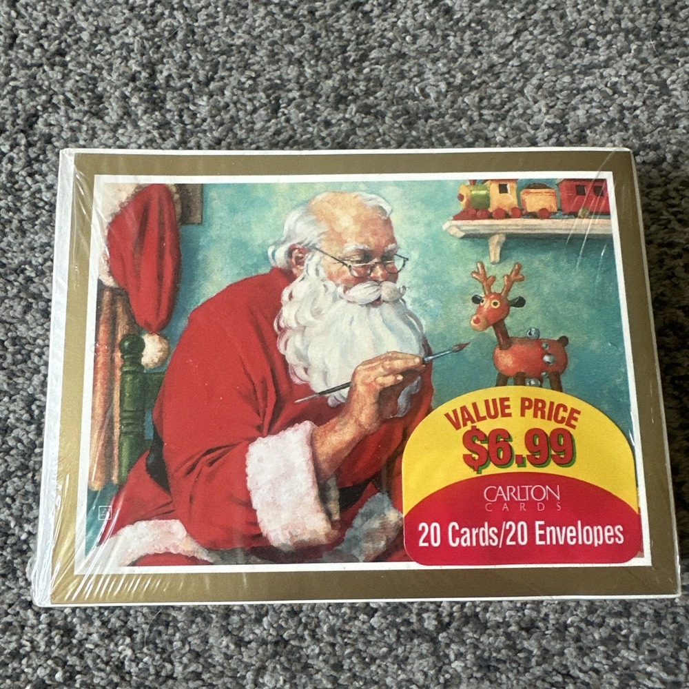 Vintage Christmas Carlton Cards Santa‎ Painting Reindeer Toy Set Of 20